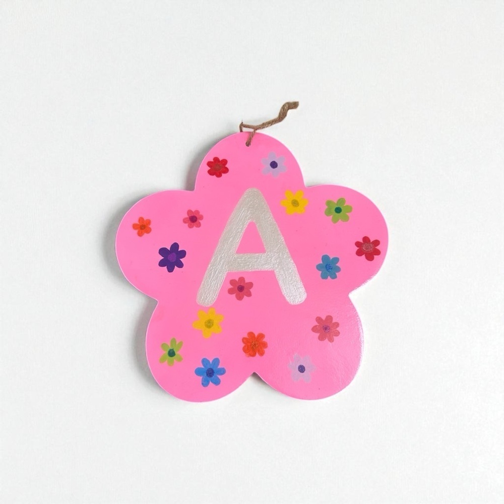 Handmade Pink Floral A Initial Hanging Sign